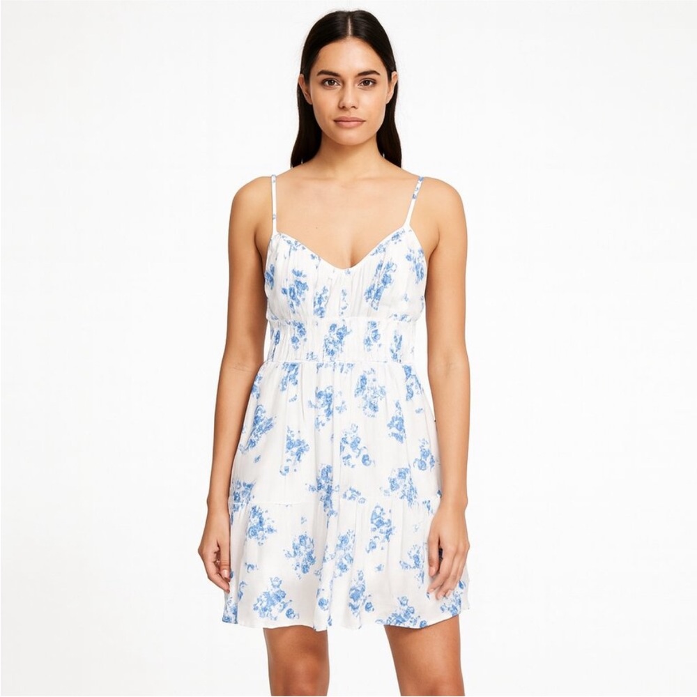 Holister White Blue Floral Mini Dress Small